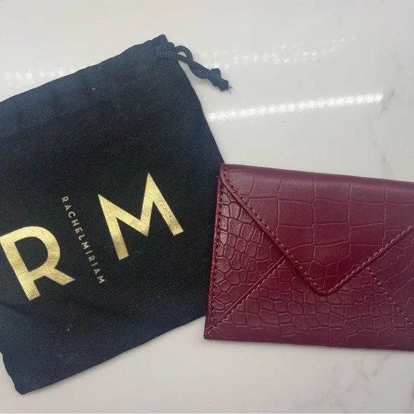 NWOT Rachel Miriam burgundy snakeskin genuine leather card holder - Picture 10 of 14